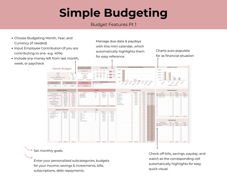 Simple Budget Template: Google Sheets, Weekly/Bi-Weekly or Monthly image 3