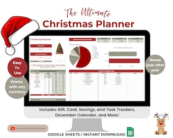 Christmas Planner Google Sheets: Track Gifts, Cards, Tasks & more