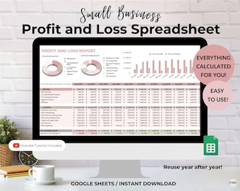 Profit and Loss Spreadsheet: Small Business Bookkeeping (Google Sheets)