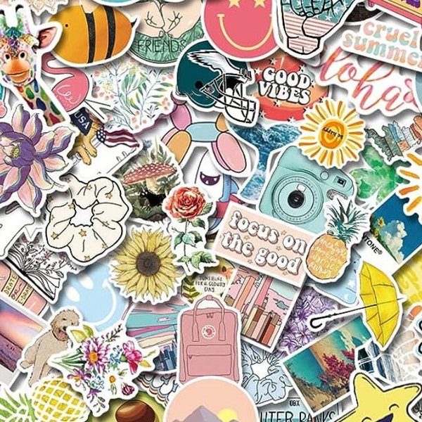 Aesthetic Summer Beach Stickers 5pc, 10pc, 20pc | waterproof, cute, TikTok trendy, for water bottle, scrapbook, computer, DIY art