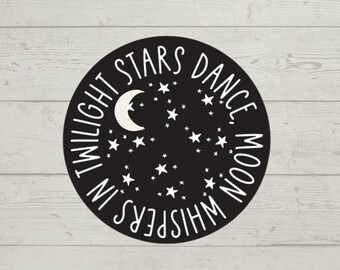 Stars Dance, Moon Whispers in Twilight 4 Inch Circle Magnet with 3D Mirror Design - Elegant Home Decor