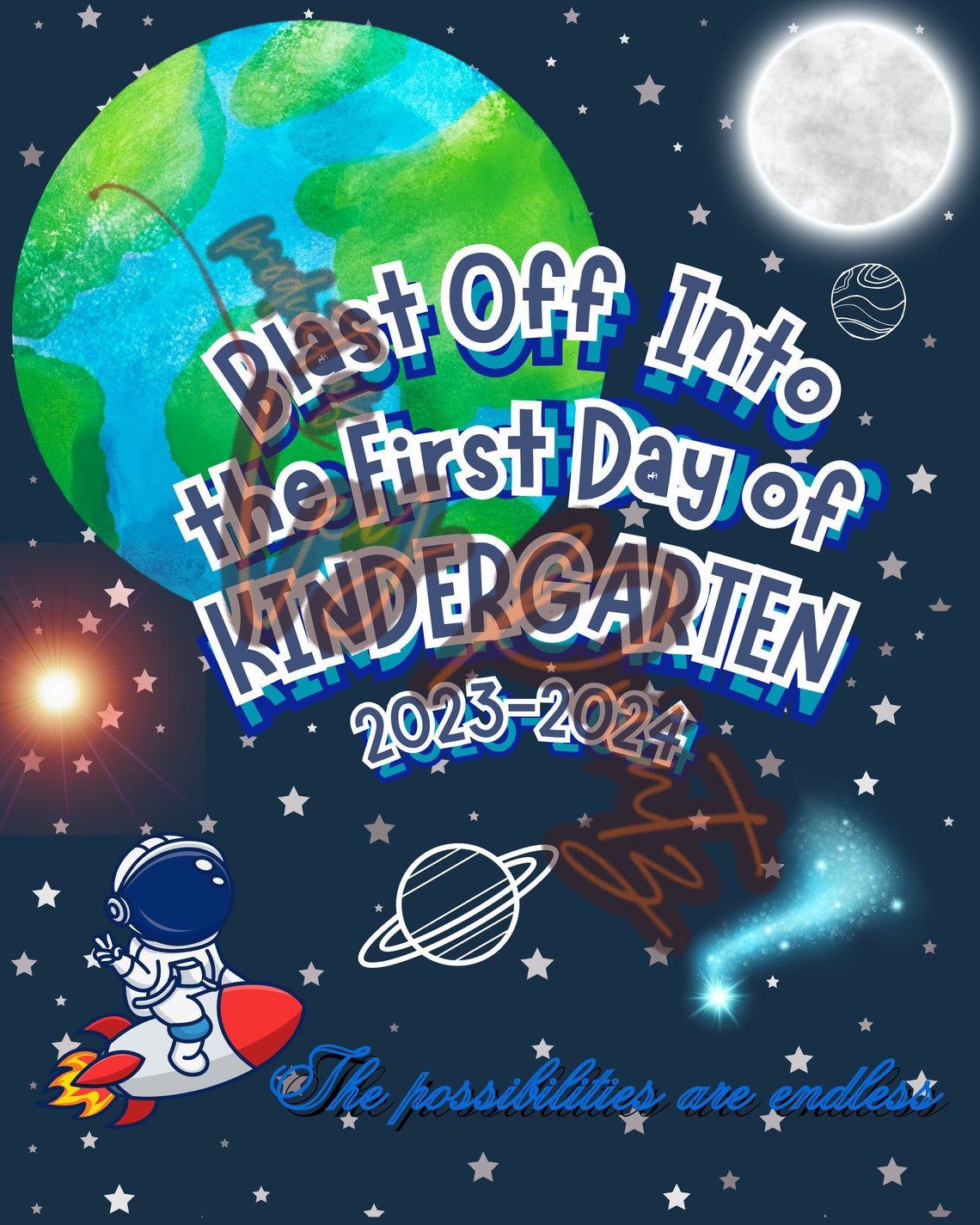 Blast off Into Kindergarten printable - Etsy