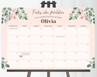 DIGITAL French Baby Due Date Calendar, Baby Shower Game, Guess Baby Due Date