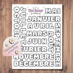 DIGITAL Coloring Habit Tracker in French Daily Motivation - Monthly Training Goal - Draw Days Months - Printable