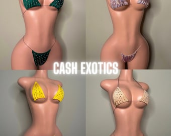 Exotic dancewear, two piece outfit,  stripper outfit, microkini instagram: @cash.exotics