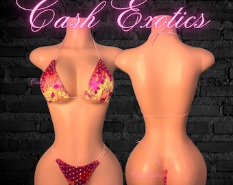 Tenue de strip-teaseuse, bikini à strass, vêtements de danse exotique