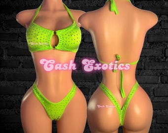 Exotic dancewear, like green two piece , stripper outfit