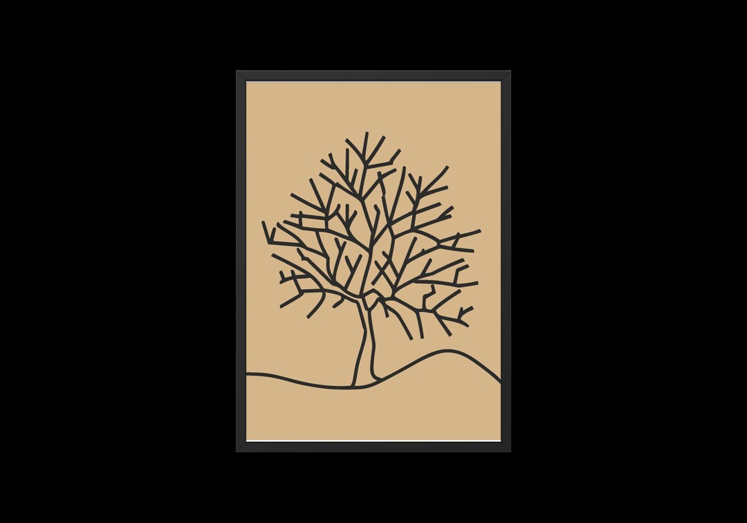 Printable 5x7 Beige and Black Tree Minimalist Modern Tree - Etsy