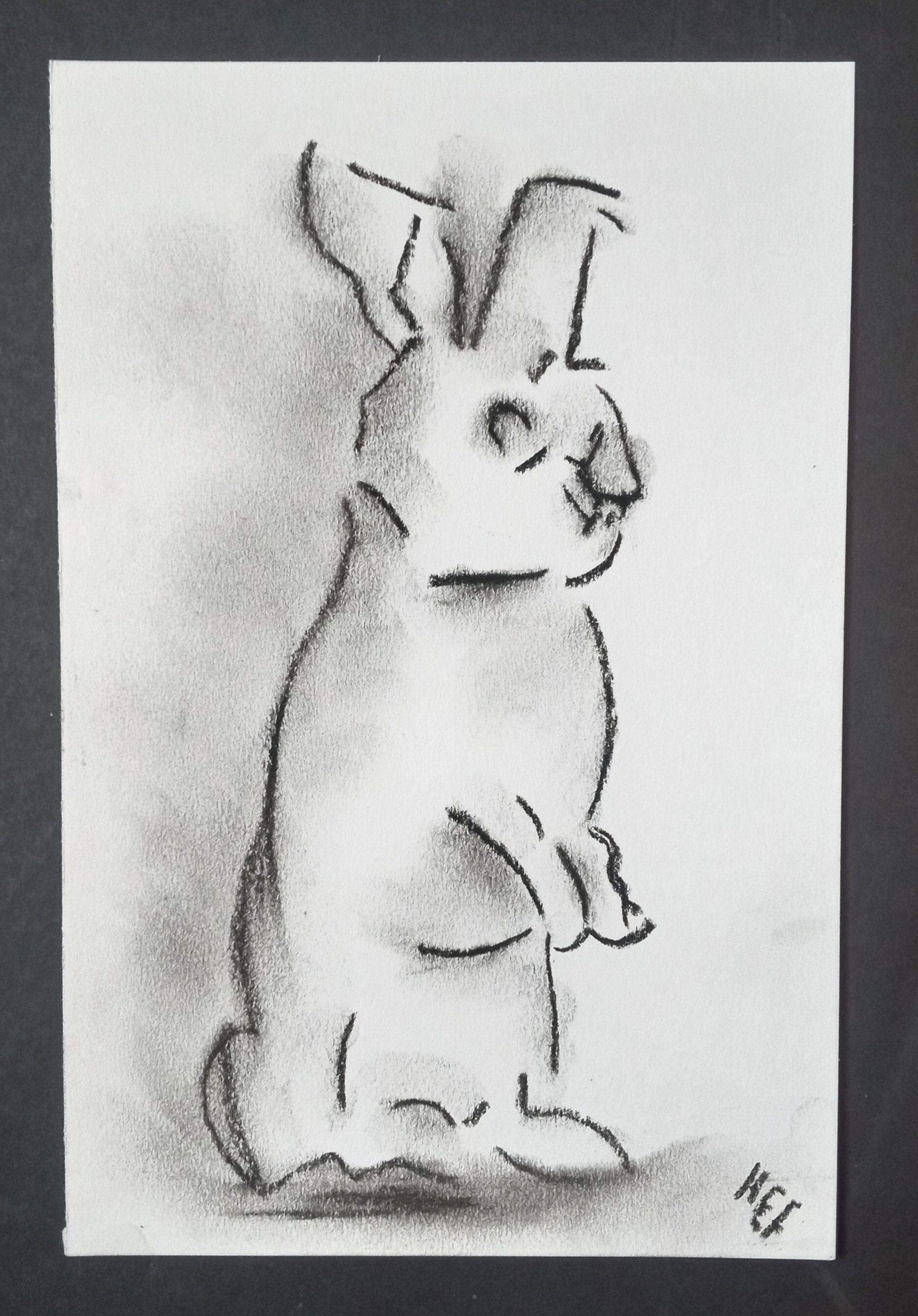 Rabbit Charcoal Drawing, Bunny Hand-drawn Original Wall Art - Etsy