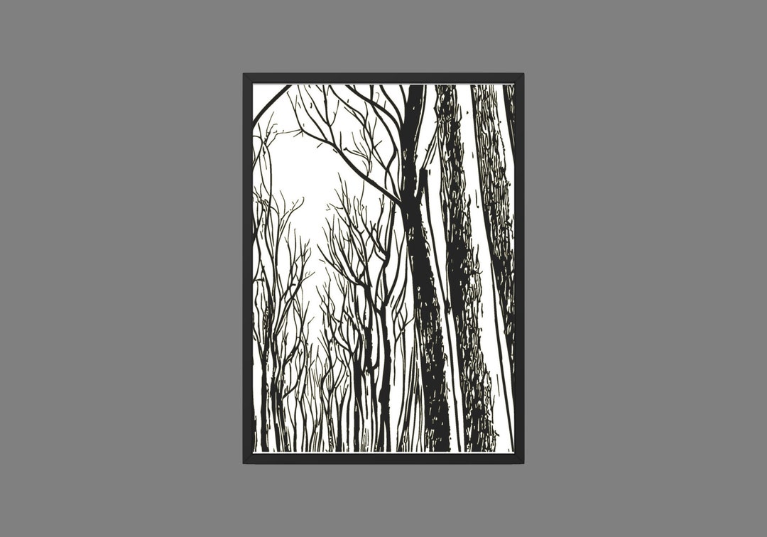 Black and White Trees Trees Printable Wall Art Tall Trees Etsy