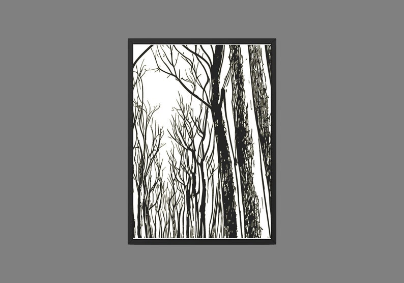 Black and White Trees Trees Printable Wall Art Tall Trees Etsy