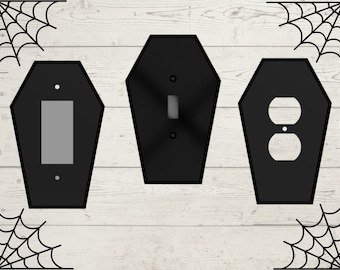 Coffin Light Switch Cover, Casket Wall Plate, Goth Home Decor , Coffin Switch Plate, Coffin Rocker Toggle and Electric Outlet Covers