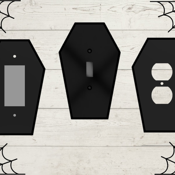 Coffin Light Switch Cover, Casket Wall Plate, Goth Home Decor , Coffin Switch Plate, Coffin Rocker Toggle and Electric Outlet Covers