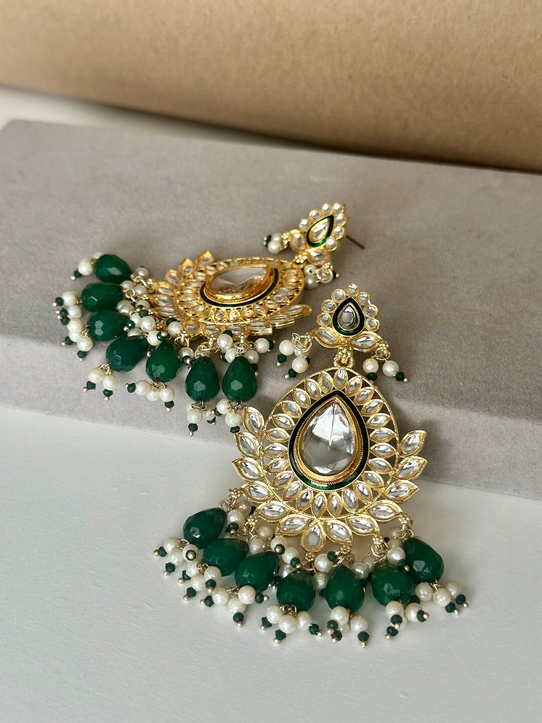Red - Arohi Fabart Earrings with Kundan & Beads main image 1