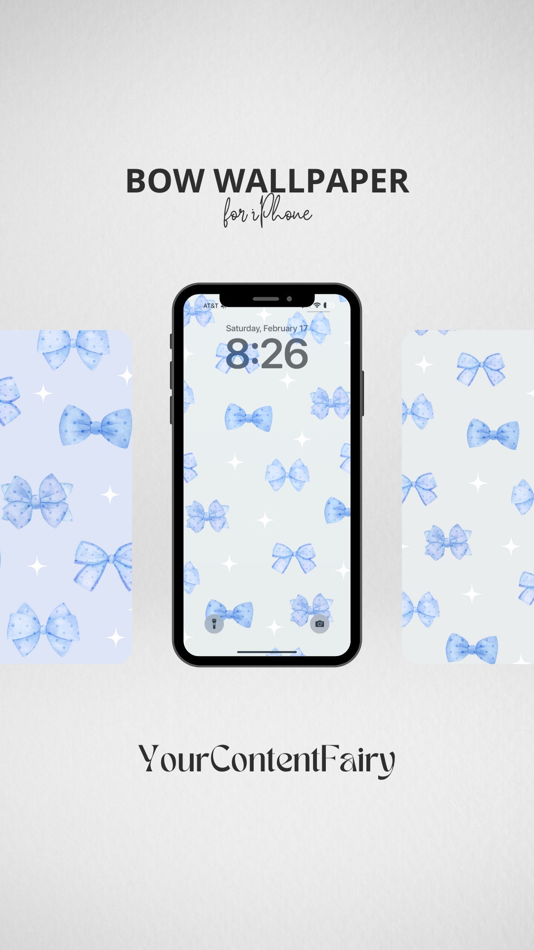 Blue Bow iPhone Wallpaper, Bow Lockscreen Design, iPhone Wallpaper
