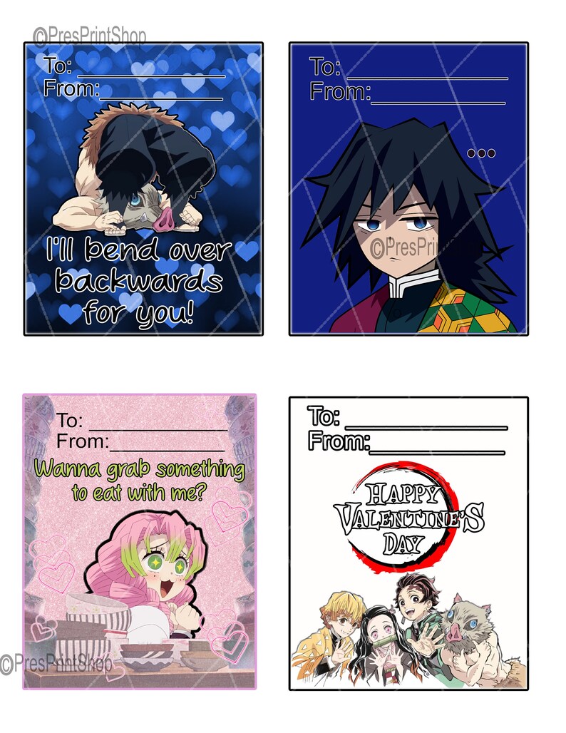 Anime Valentine's Day Cards DS Digital Download!!! so Cute!!! - Etsy