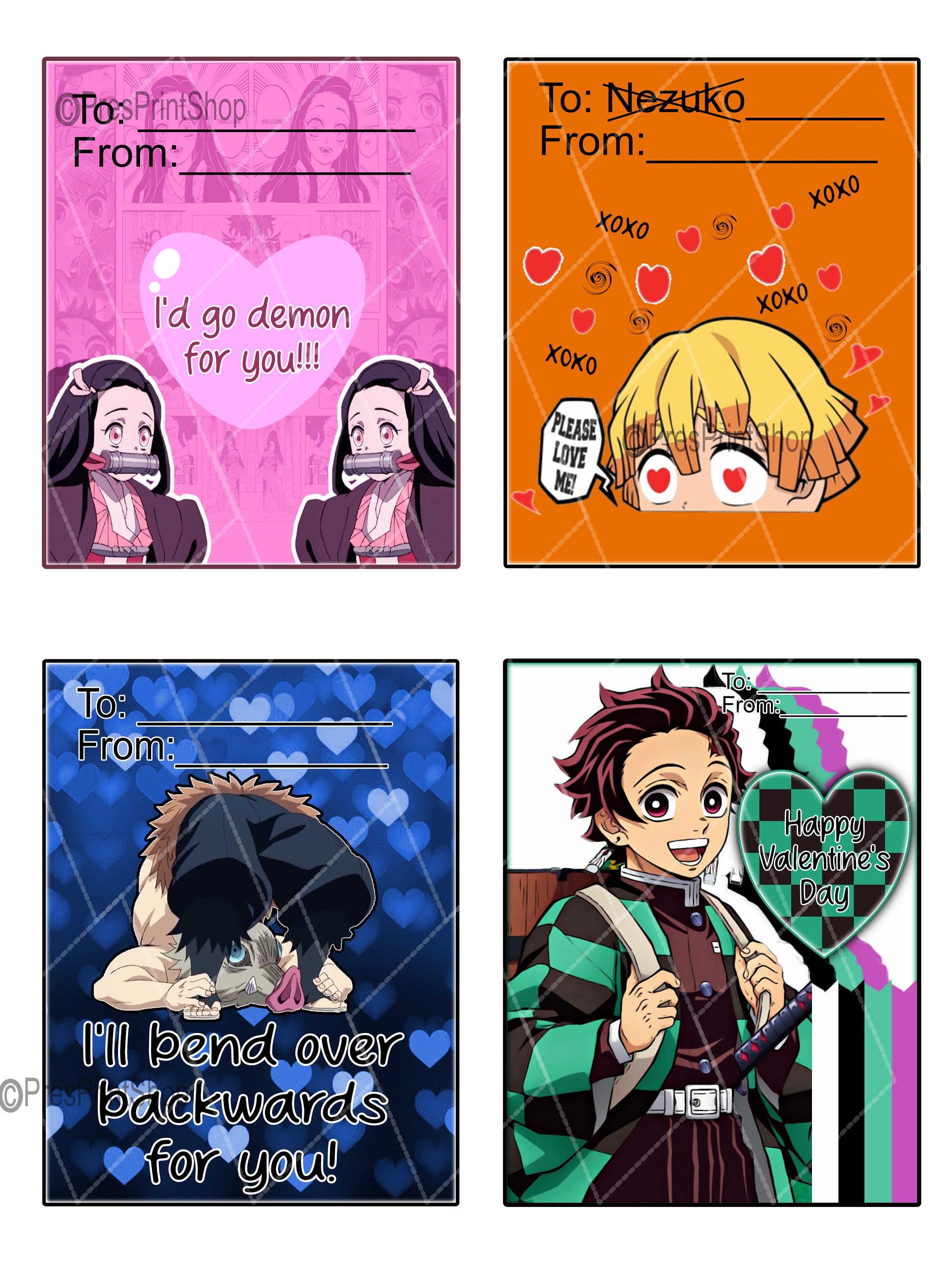 Anime Valentine's Day Cards DS Digital Download!!! so Cute!!! - Etsy