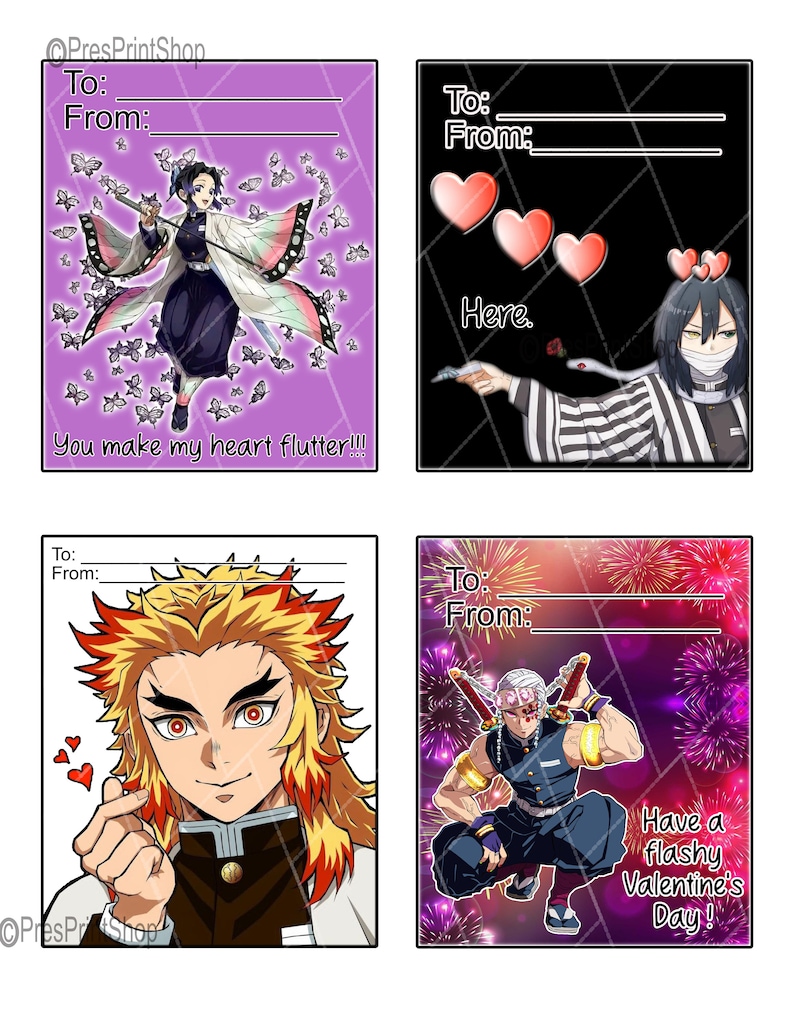 Anime Valentine's Day Cards DS Digital Download!!! so Cute!!! - Etsy