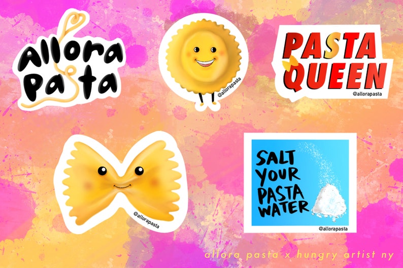Pasta Sticker Real Pasta Sticker Sheet - Allora Pasta X Hungry Artist NY Stickers - Etsy