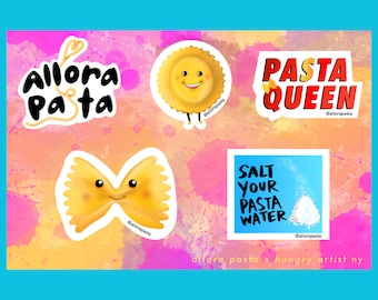 Hoja de pegatinas de pasta - Allora Pasta x Hungry Artist NY Stickers