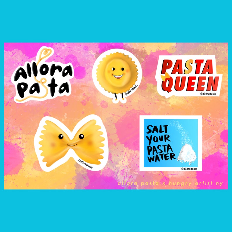 Pasta Sticker Pasta Sticker Sheet - Allora Pasta X Hungry Artist NY Stickers - Etsy