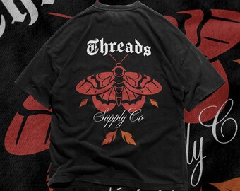 Moth tattoo tee shirt black work tattoo apparel tattoo merch gift for tattoo lover of tattoo streetwear butterfly shirt cool graphic tee