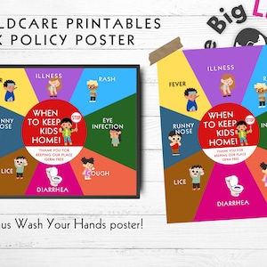 Keep Kids Home Poster Daycare Sick Policy Printable Preschool Classroom Decoration Kids Washroom Sign Childcare Cleanliness Poster