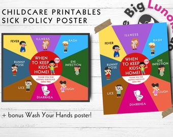 Poster ziekenfonds kinderdagverblijf, bord wasruimte voor kinderen (pdf)