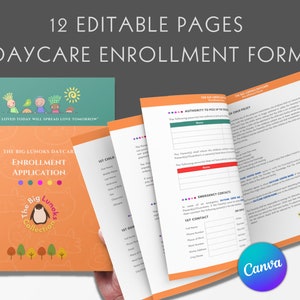 Daycare Enrollment Document Editable Application Form Childcare Registration Form Customizable Home Daycare Contract Template