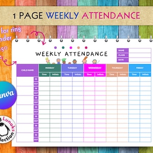 Daycare Sign In Sign Out Printable Attendance Sheet for Preschool Weekly Attendance for Daycare Attendance Record with Editable Template