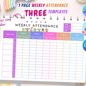 Daycare Sign In Sign Out Printable Attendance Sheet for Preschool Weekly Attendance for Daycare Attendance Record with Editable Template
