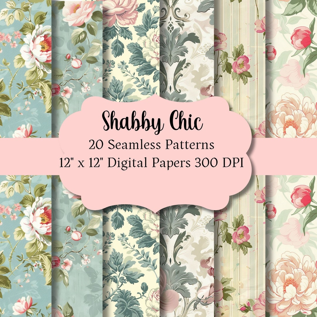 Shabby Chic Vintage Floral Seamless Patterns Digital Paper Instant ...