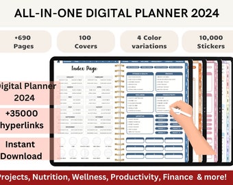 2024 Digital Planner, iPad Planner, Goodnotes template, Digital Planner, Good Notes Planner, Digital Calendar, Monthly Planner,Daily Planner
