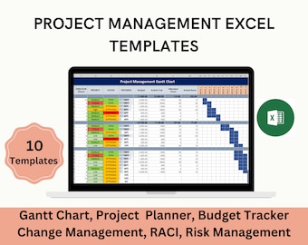 Project Management Excel Templates, Project Planner, Project Tracker, Project Monitoring, Gantt Chart, Budget Tracker, Project Dashboard
