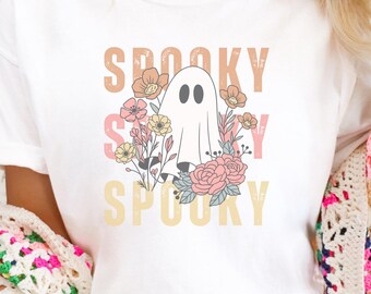 Floral Ghost Shirt, Retro Halloween Tee, Cute Fall Aesthetic