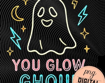 Neon Ghost Halloween PNG: Projekt You Glow Ghoul (pobranie cyfrowe, w tym SVG)