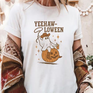 Yeehaw-loween Ghost T-Shirt: Western Cowboy Halloween Tee
