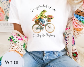 Dilly Dallying Frog T-Shirt: Floral Boho Comfort Colors Tee