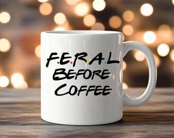 Kubek do kawy Feral Before, ceramiczny kubek do kawy Funny Attitude