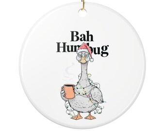 Ceramiczne ozdoby, ozdoba w kształcie kaczki Bah Humbug, dekoracje świąteczne, świąteczna dekoracja choinkowa