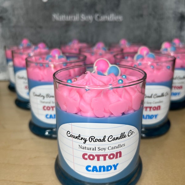 Cotton Candy  Whipped Cream Candle | Perfect for Holiday Decor | Gifts | Cozy Festive Atmosphere | 12 oz | Natural Soy Wax