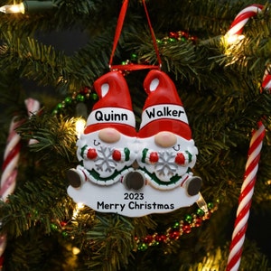 Gnome Couple Personalized Christmas Ornament, Gnome Family of 2 Ornaments for Tree, Gift for Couples, Husband, Wife, Boyfriend, Girlfriend