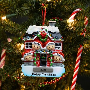 New House Family of 4 Personalized Christmas Ornament, Family of Four Ornaments for Christmas Tree, New Home Family Ornaments for 2023