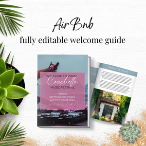 Muziekfestival Airbnb welkomstboeksjabloon, Canva Airbnb-huisgids, Airbnb-gids, VRBO-gastenboek, vakantiewoninggids, woestijn