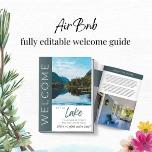 Lake House Cabin Airbnb Welkomstboeksjabloon, Canva Airbnb Huisgids, Airbnb-gids, VRBO-gastenboek, Gids voor vakantiewoningen