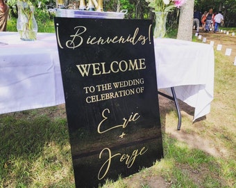 Shiny Black Acrylic Wedding Welcome Sign - Welcome Sign - Black Acrylic Sign - Mirror Black Acrylic - Wedding Decoration - Reception Sign