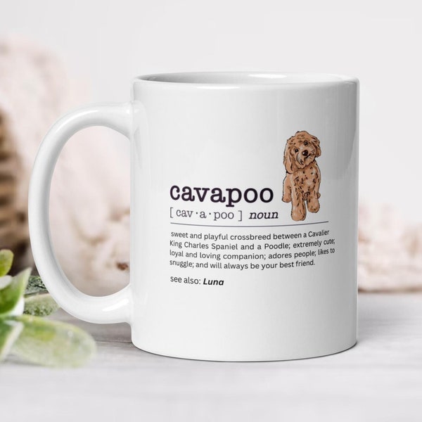 Personalised cavapoo definition mug - Cockapoo new dog owners keepsake - Cavapoo mum and dad presents - Custom pet lover coffee cup