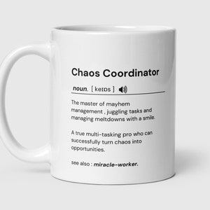 Personalised CHAOS COORDINATOR funny mug-Funny coffee cup-Collague-coworker-gift for her-gift for him-Seasonal gifts-Definition mug