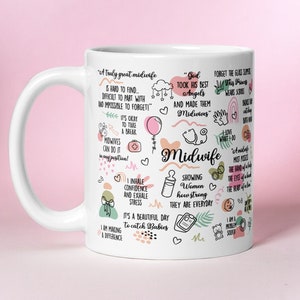 Tazza avvolgente con affermazione "Ostetrica" - Regalo per ostetrica - Ostetrica neolaureata - Studentessa di ostetricia - Regalo di ringraziamento per gli operatori del SSN