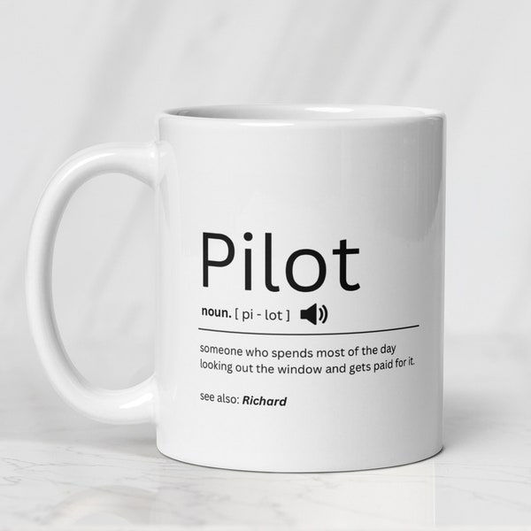 Personalised pilot gift - Pilot mug - Aeroplane operator present - New pilot gift - Co-pilot gift - Airline pilot mug - Graduation pilot